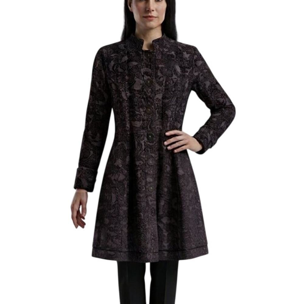 VTG CMC COLOR ME COTTON Black Tapestry Oversized Brocade Coat OR Dress SZ S
